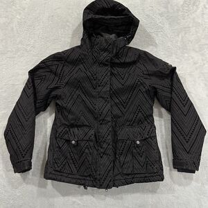 Cruel Puffer Rain Hooded Jacket Women Medium Black Velvet Design